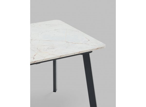 Стол Batu new 120-160/80/76 столешница ЛМДФ азул оникс подстолье металл черный фото 15