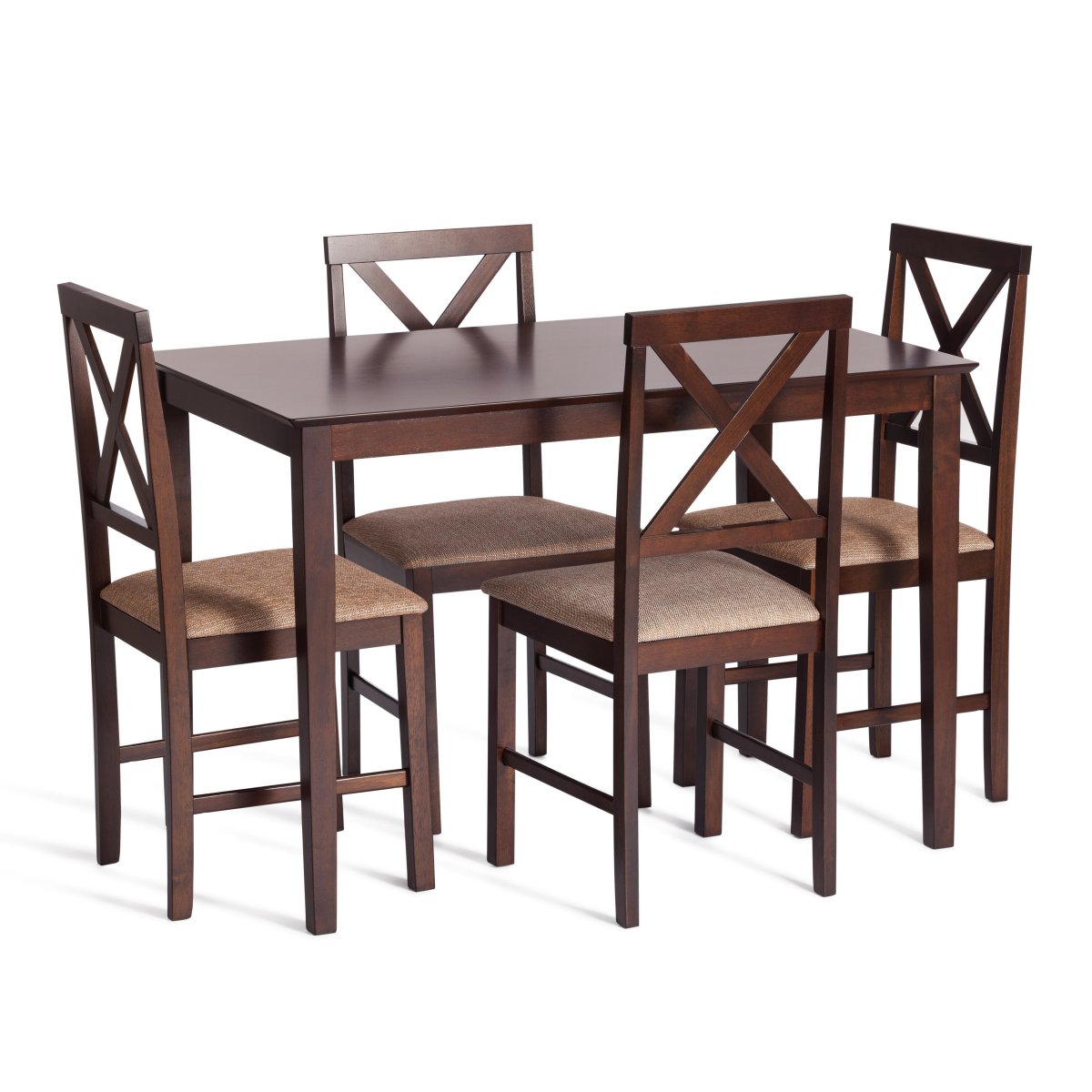 Обеденный комплект Хадсон стол + 4 стула Hudson Dining Set  cappuccino темный орех