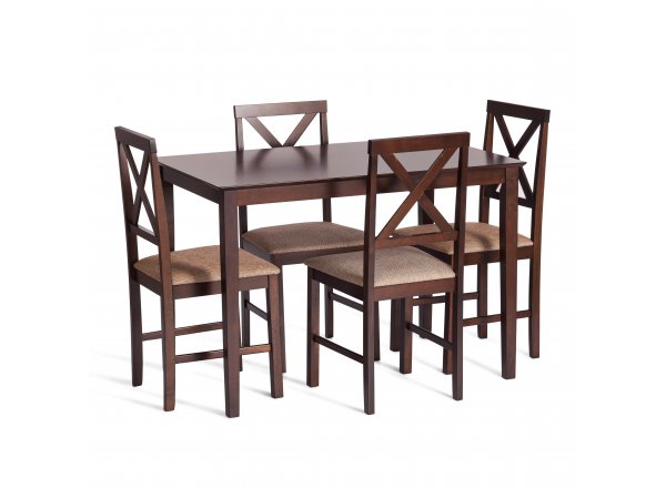 Обеденный комплект Хадсон стол + 4 стула Hudson Dining Set  cappuccino темный орех